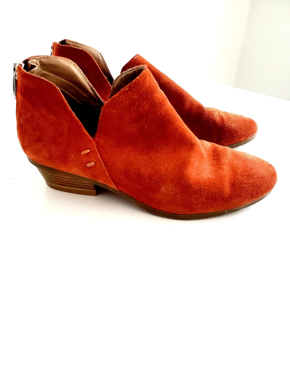 Kenneth Cole Women's Suede Ankle Booties in Rust Orange